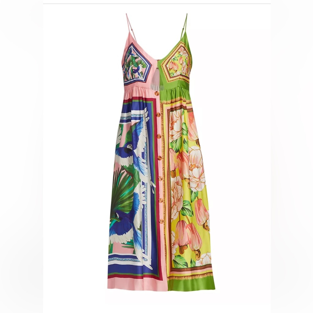 New with tags Farm Rio Double Scarves Pastel midi dress